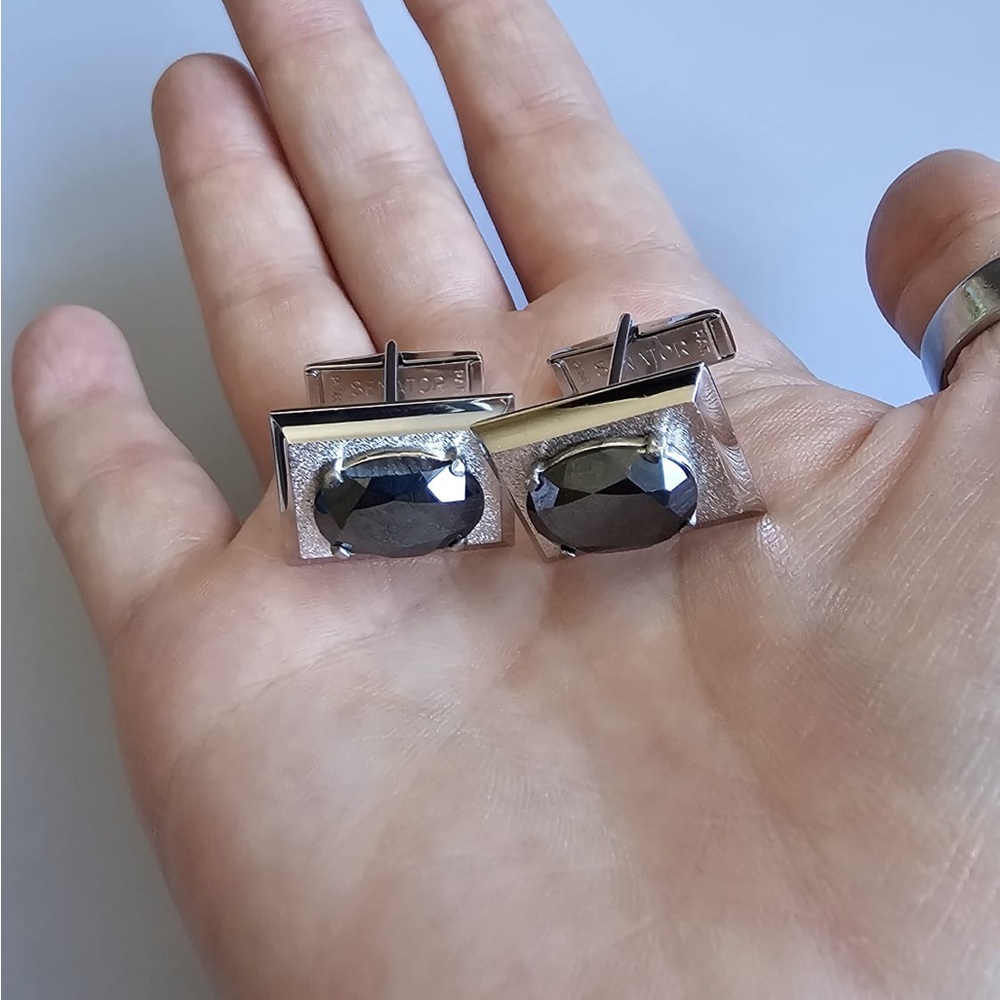 Silver and Black Cufflinks By Senator